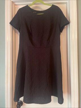 AB Studio Black Short-Sleeve Mini A-Line Dress